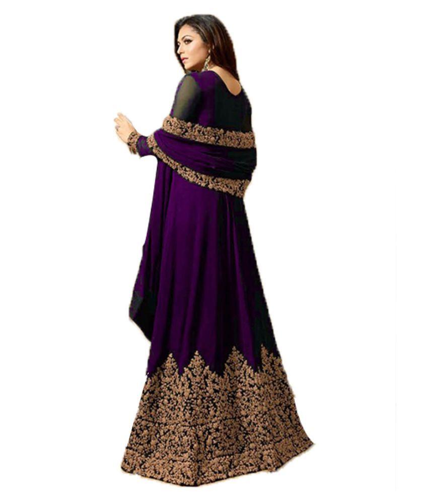 purple georgette gown
