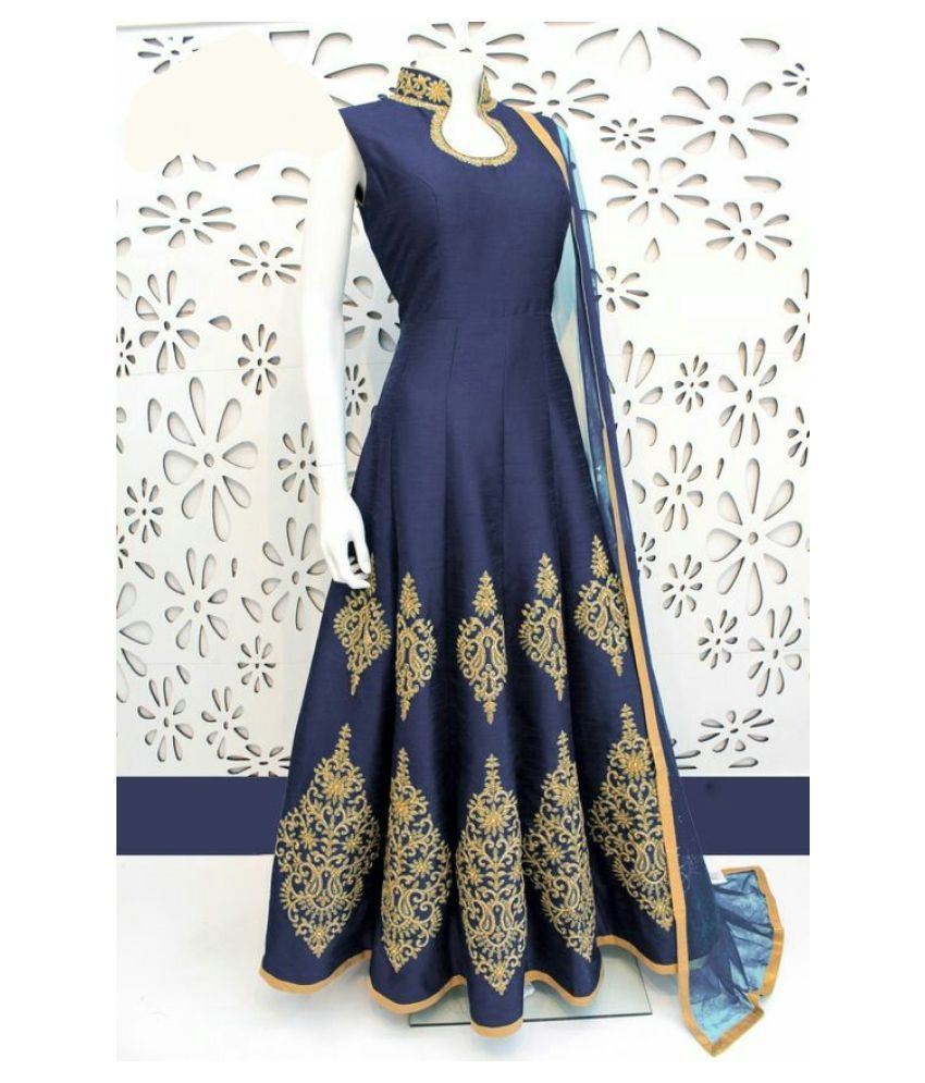 navy silk gown