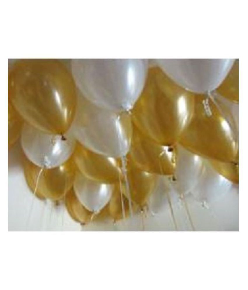     			GNGS Pack of 50 Gold & White Anniversary/Birthday Party Balloons