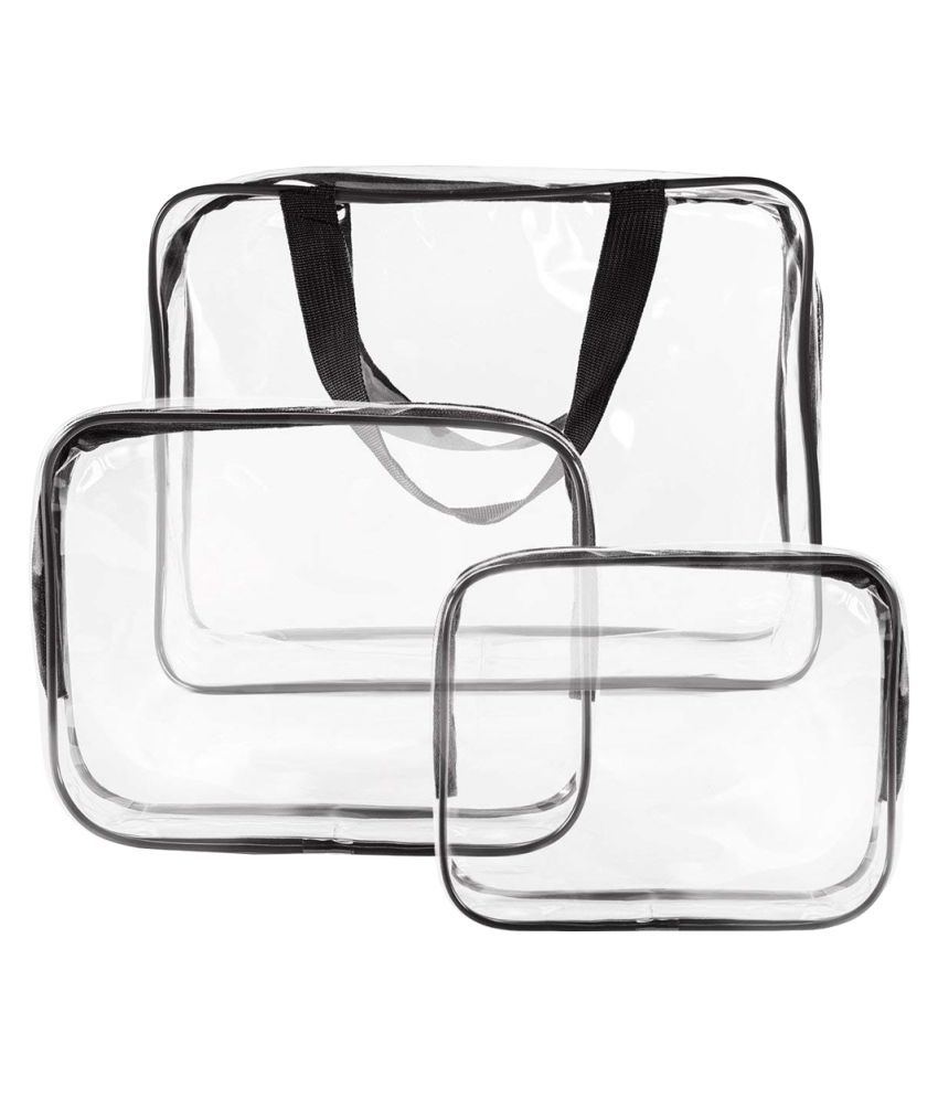PrettyKrafts Black 3 Pack Clear PVC Cosmetic Bags Travel bags