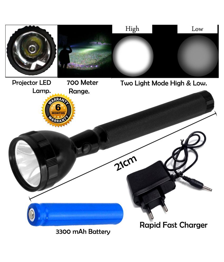     			JY 700 Meter Long Beam 2 Mode Chargeable Waterproof LED Searchlight Outdoor Lamp 2W Flashlight Torch Emergency Light - Pack of 1