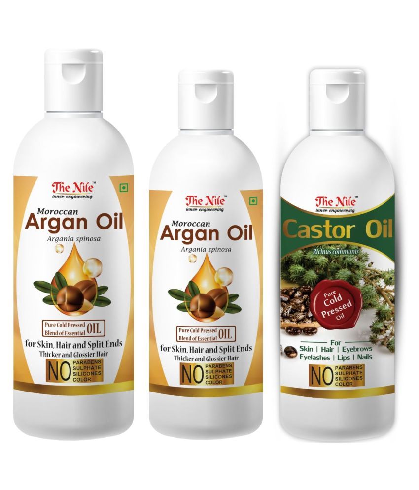     			The Nile Argan Oil 150 ML + 100 Ml (250 Ml) + Castor Oil 100 Ml 350 mL Pack of 3