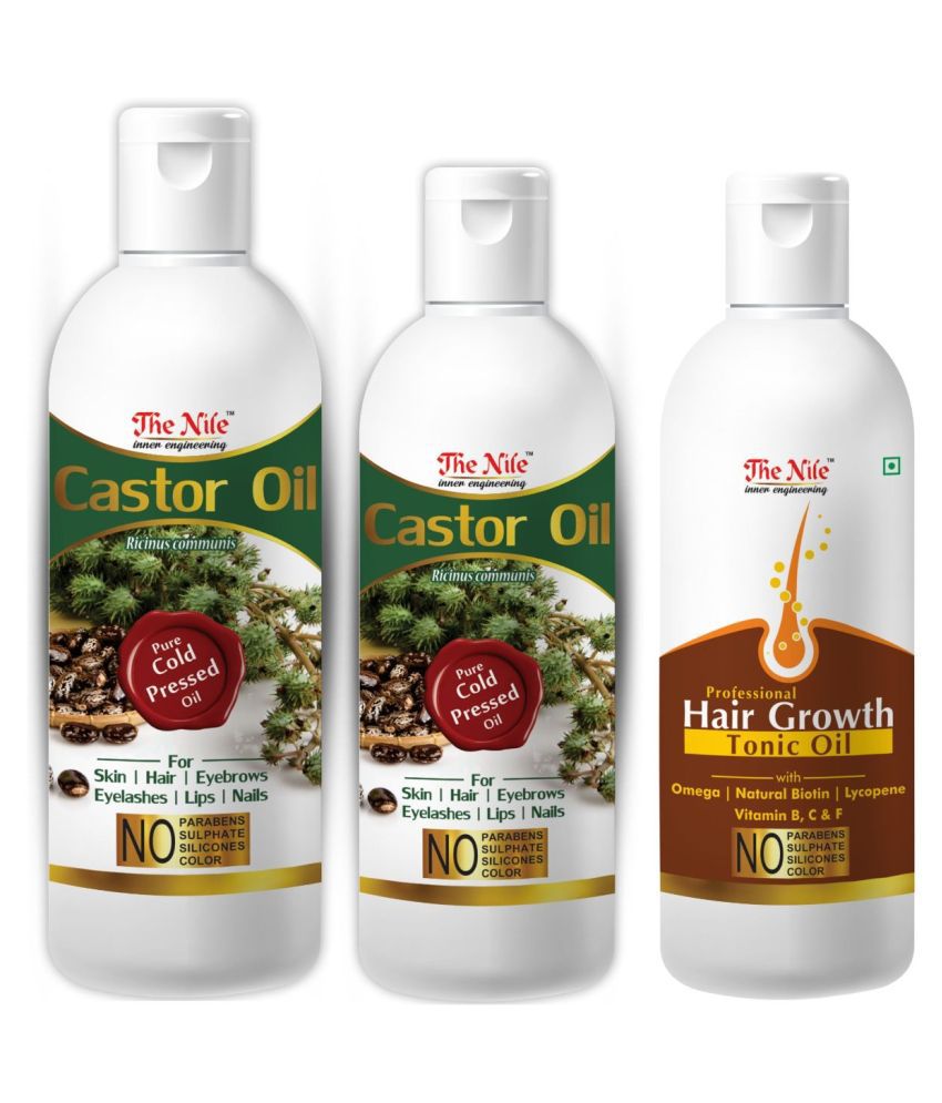     			The Nile Castor Oil 150 ML + 100 Ml (250 ML) + Hair Tonic 100 Ml 350 mL Pack of 3