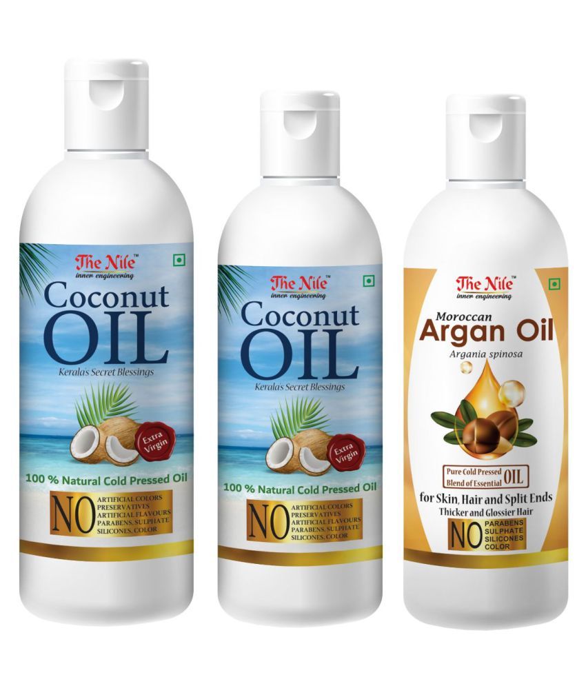     			The Nile Coconut Oil 150 Ml + 100 Ml (250 Ml) + Argan Oil 100 ML 350 mL Pack of 3