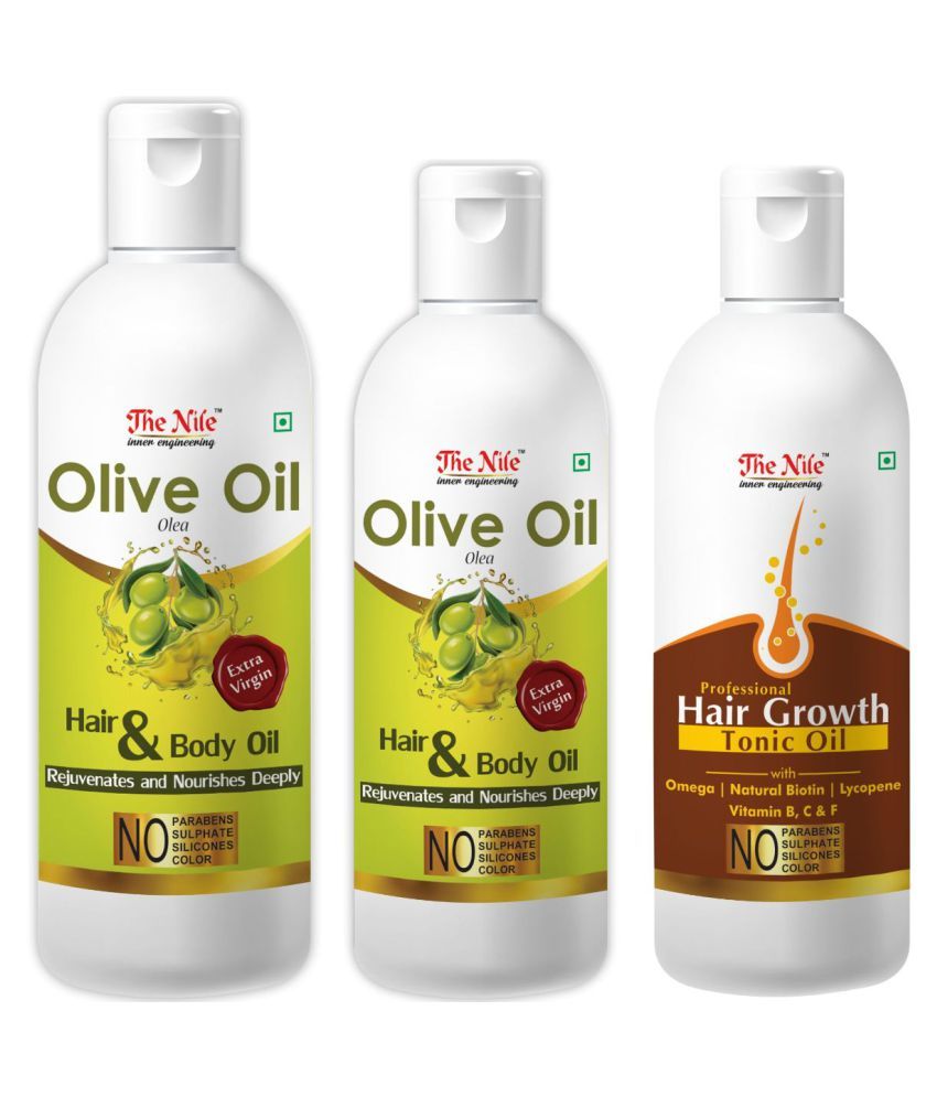     			The Nile Olive Oil 150 ML + 100 Ml (250 ML) + Hair Tonic 100 Ml 350 mL Pack of 3