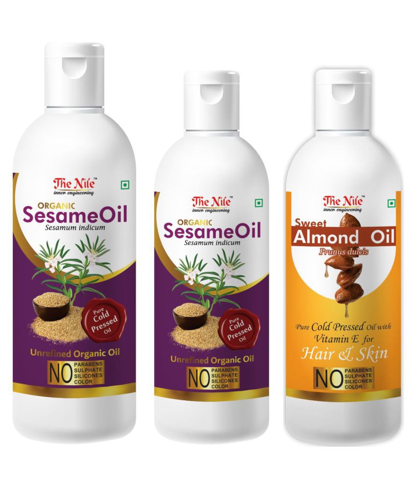     			The Nile Sesame Oil 150 Ml + 100 Ml (250 Ml) + Almond Oil 100 Ml 350 mL Pack of 3