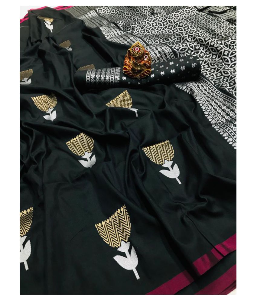 Digital Fashion Trendz Black Banarasi Silk Saree Buy Digital Fashion Trendz Black Banarasi Silk Saree Online At Low Price Snapdeal Com