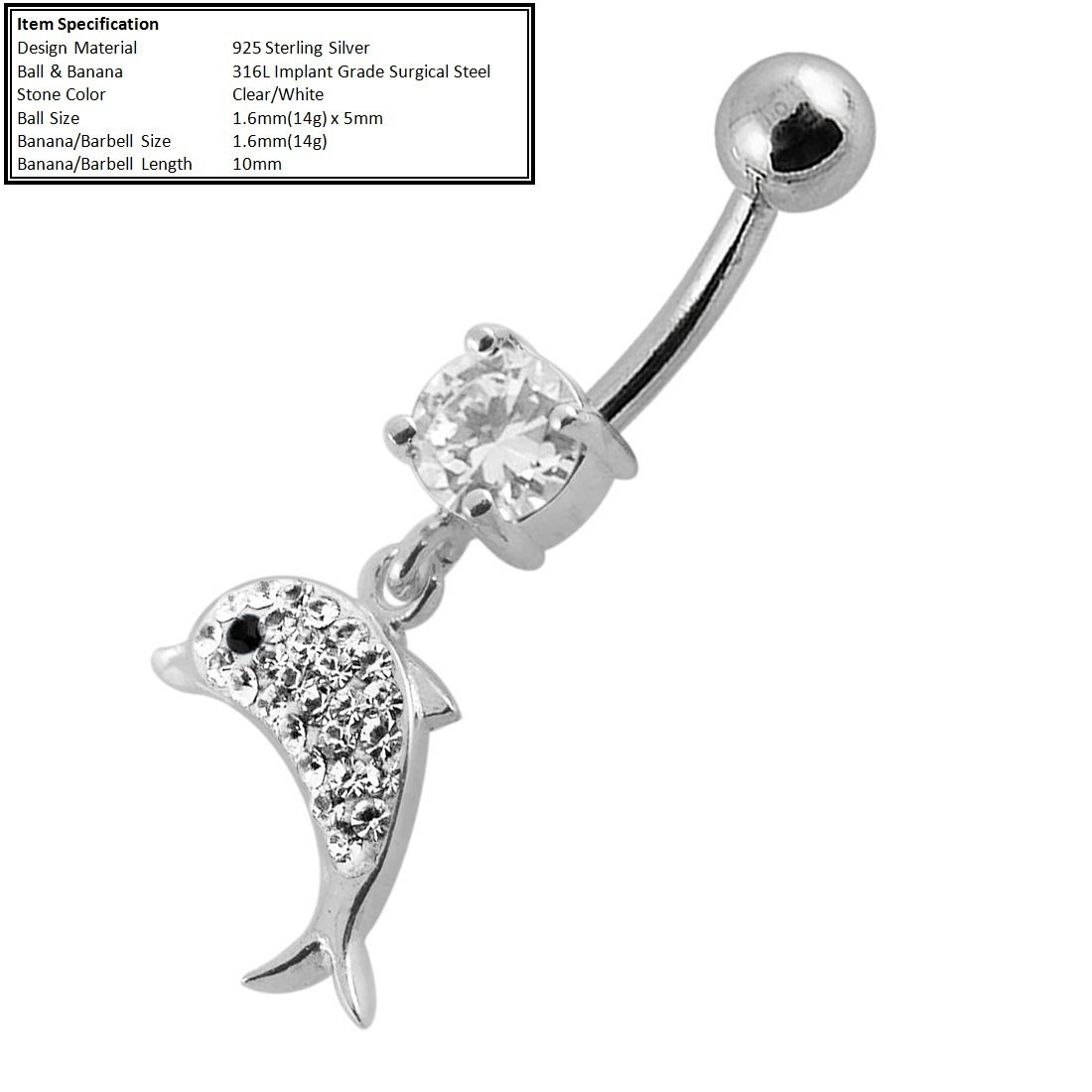 Piercing Korperschmuck Belly Button Ring Pack Of 3 With Dolphin Design 14g Piercingschmuck