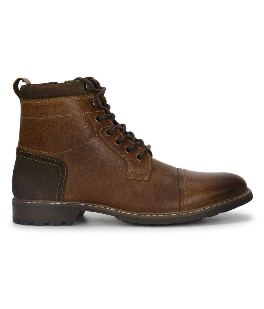 red tape coffee brown boots