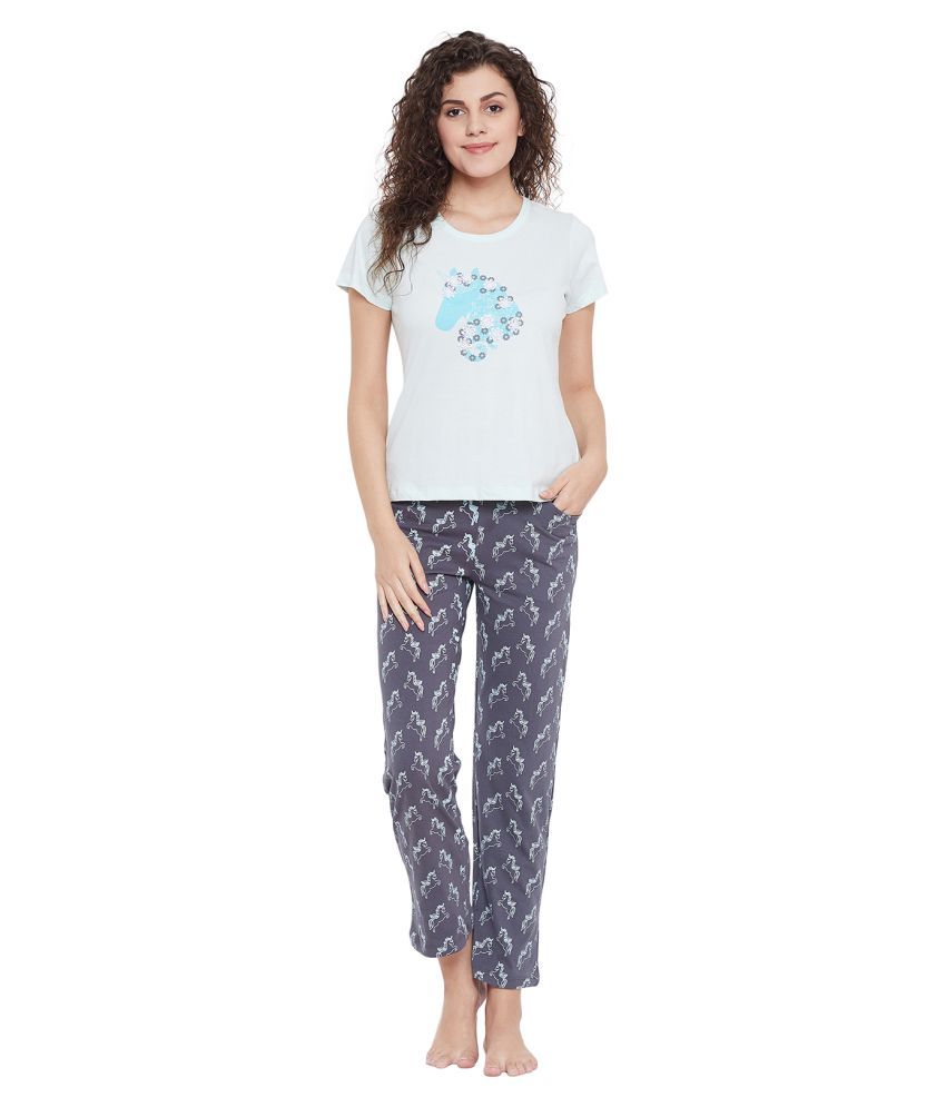     			Clovia Cotton Nightsuit Sets - Blue