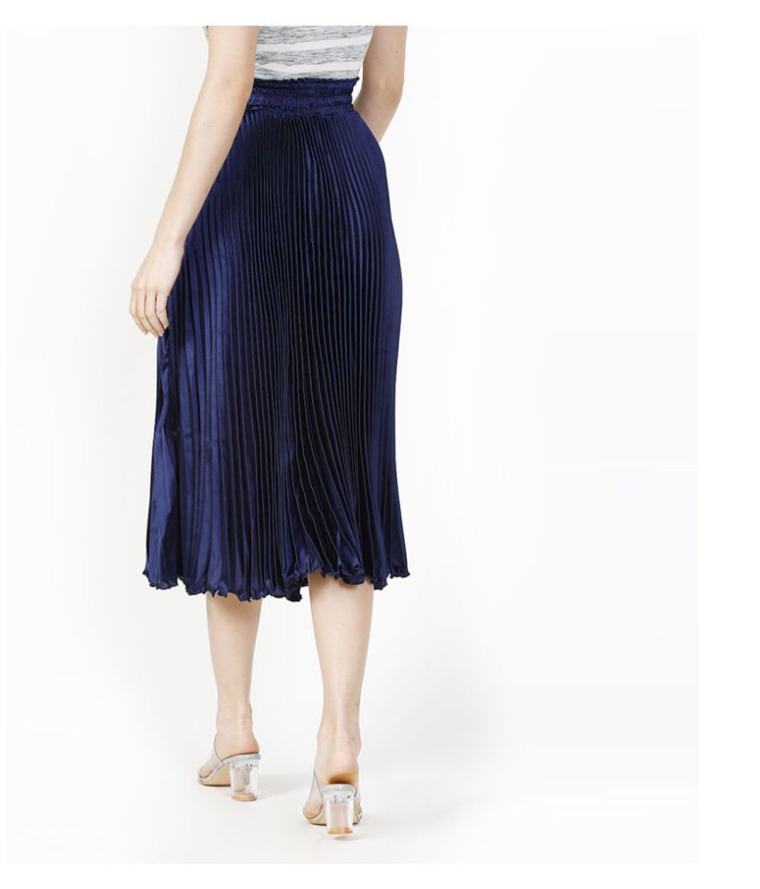 Buy V2 Cotton Pleated Skirt Blue Online at Best Prices in India