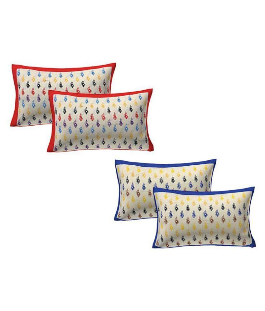     			AJ Home Pack of 4 Cotton Multi Pillow Cover (17 X 27 Inch)