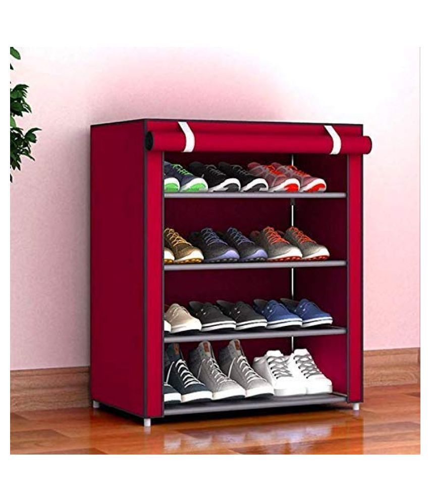 4 Layer Multipurpose Portable Folding Shoes Rack/Shoes Shelf/Shoes Cabinet with Wardrobe Cover, Easy Installation Stand for Shoes(Shoes Rack)