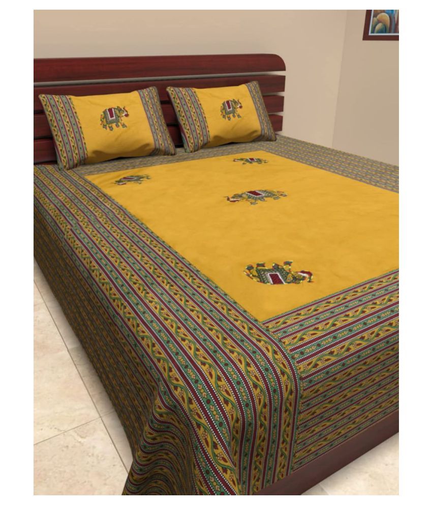 Fab Jaipur Cotton Double Bedsheet with 2 Pillow Covers Buy Fab Jaipur Cotton Double Bedsheet
