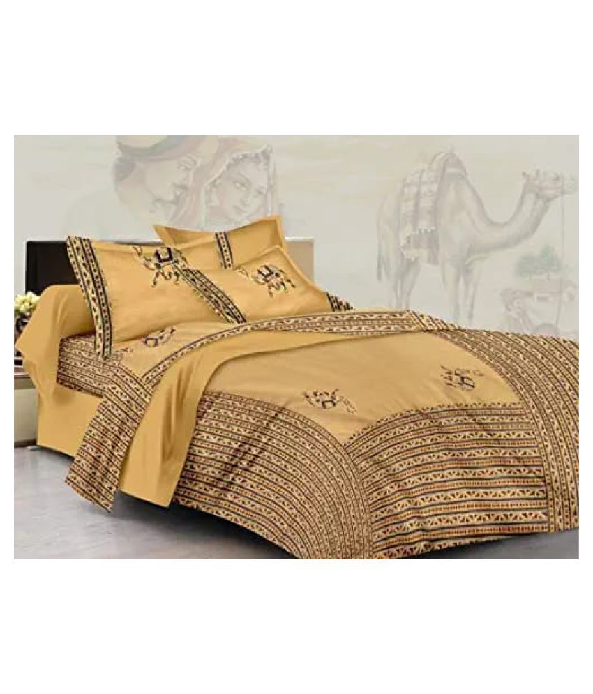Fab Jaipur Cotton Double Bedsheet with 2 Pillow Covers ( 274 cm x 228
