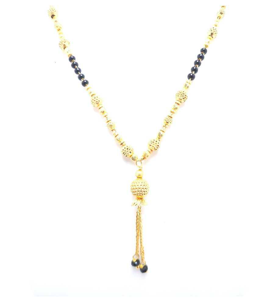     			SONI Mangalsutra Women's Pride Daily wear Gold Plated Mangalsutra for Women 18-inch Length Black Beads Short Chain Mangalsutra