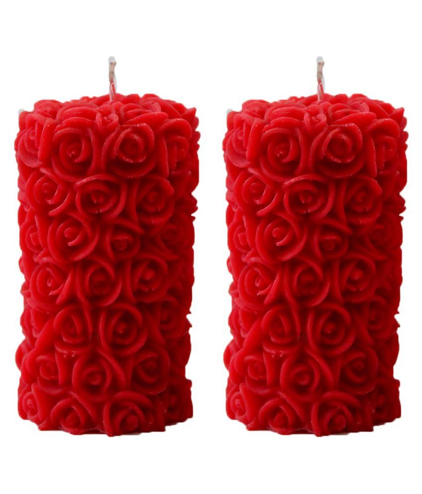     			Wrenquare Red Pillar Candle - Pack of 2