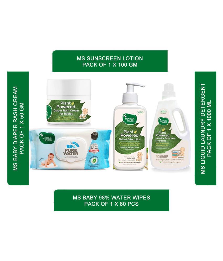 Mother Sparsh Baby Skin Care Pack With Hygenic Baby Cloth Wash Combo