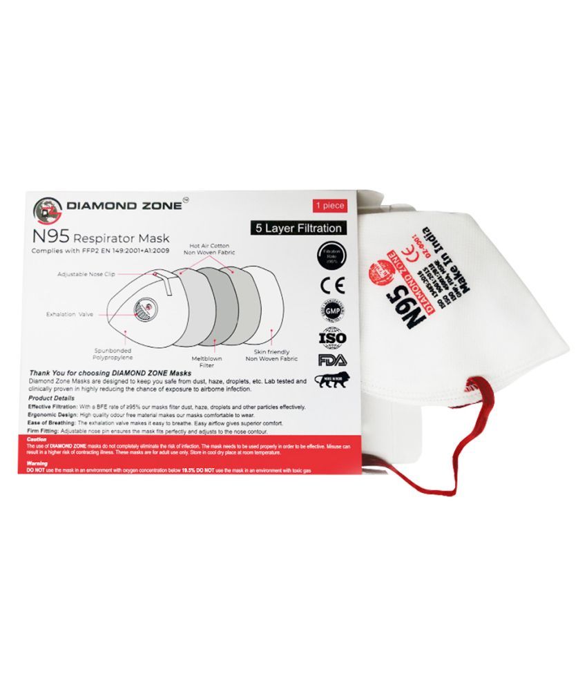 DIAMOND ZONE N95 RESPIRATOR MASK ( Pack of 5 Pc ) Buy DIAMOND ZONE N95