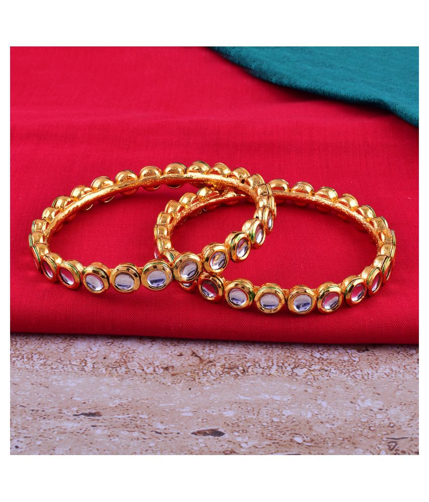 Indian Traditional Jewellery Kundan Polki Gold Plated Bangle Bracelet ...
