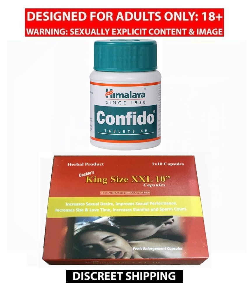 Herbal King Size XXL 10'' Capsule, Pack Of 10 x 3 = 30 no.s & Himalaya Confido Tablets, Pack Of
