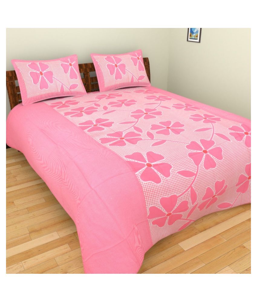 basic collection Polyester Double Bedsheet with 2 Pillow ...