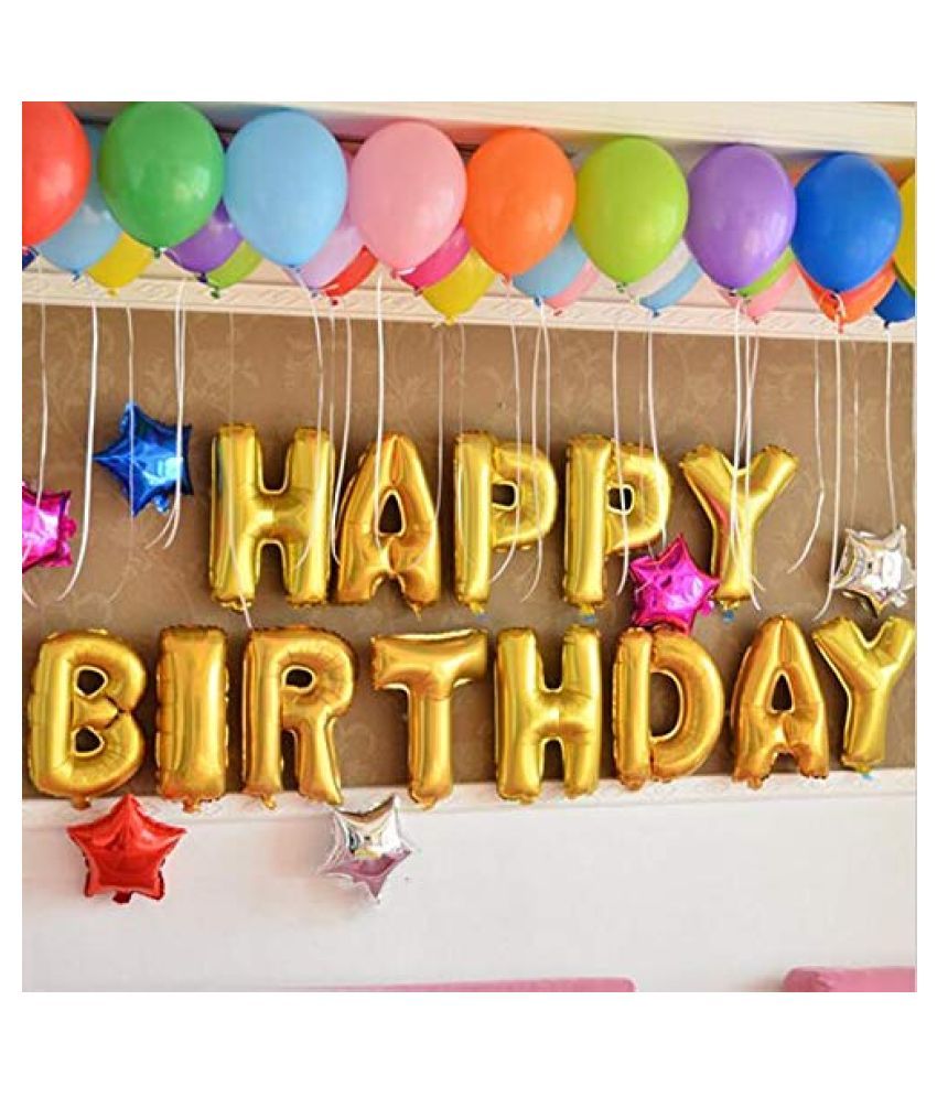 Blooms Mall Happy Birthday Letter Foil Balloons Golden - Buy Blooms ...