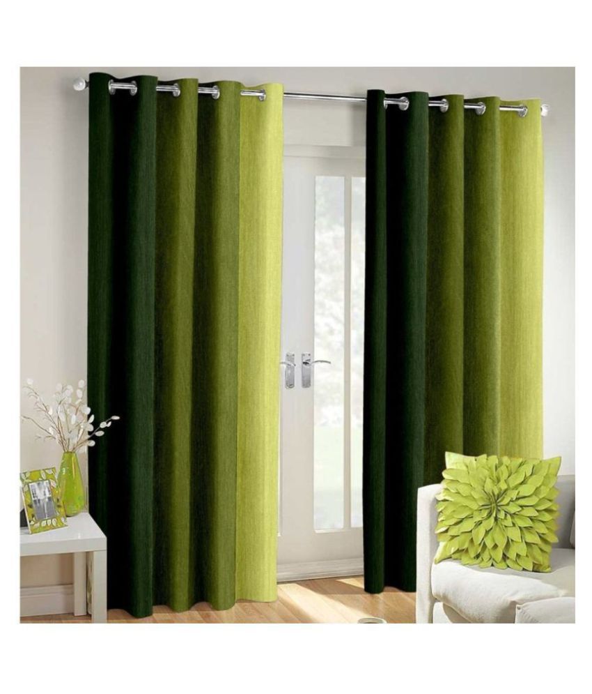     			Homefab India Floral Blackout Eyelet Door Curtain 6ft (Pack of 2) - Green
