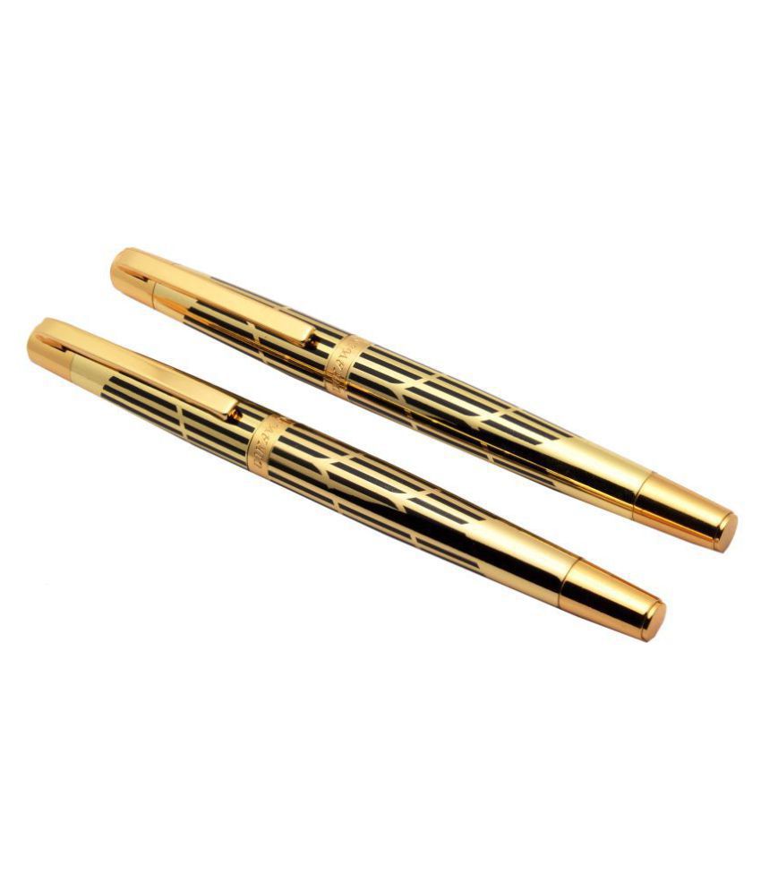     			Set Of 2 - Dikawen 8017 Heritage Gold Designer Roller Ball Pens