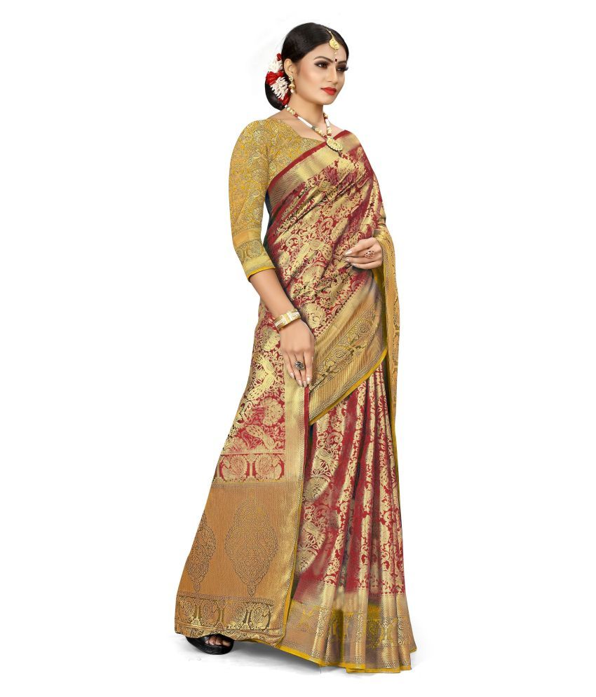 Sspl Red Banarasi Silk Saree Buy Sspl Red Banarasi Silk Saree Online