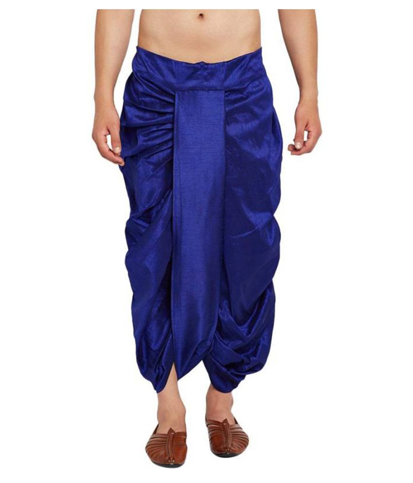blue shirt and dhoti