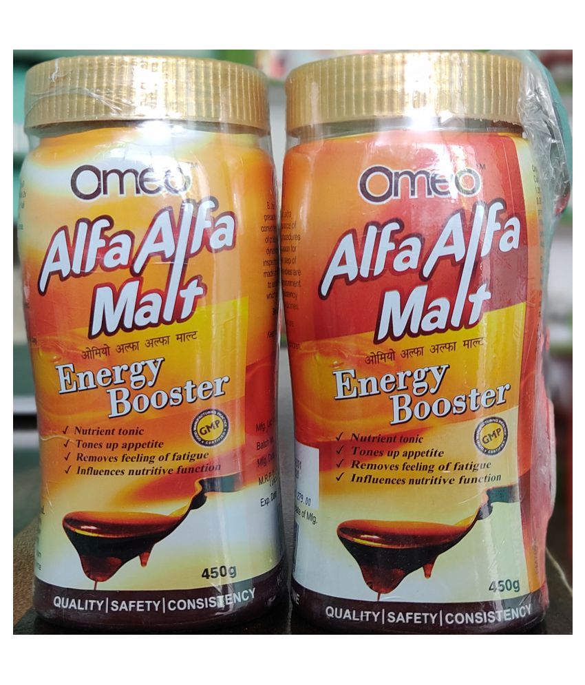 BJain Omeo Alfa Alfa Malt Energy Booster 450g Pack of 2 Jar of 900 GM