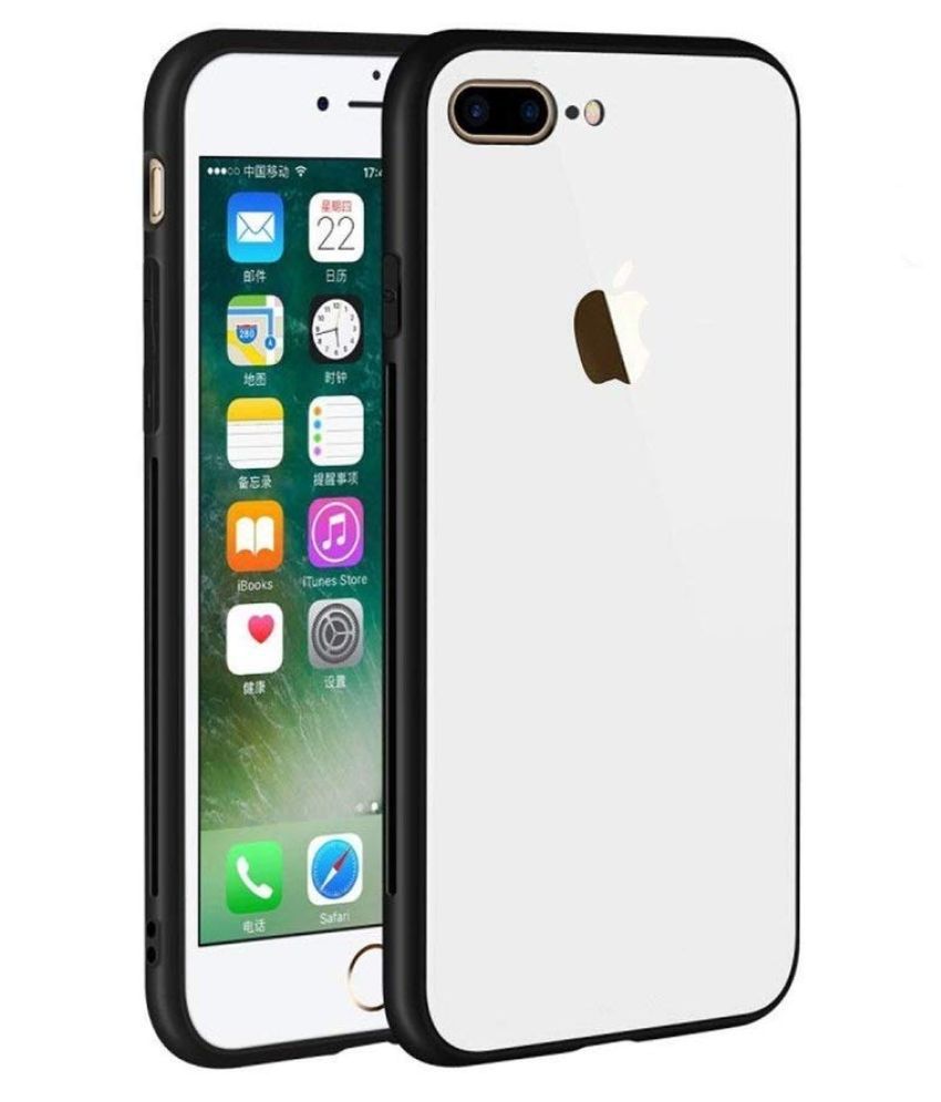 Apple iphone 8 Plus Glass Cover Maggzoo White TPU Bumper Back Case