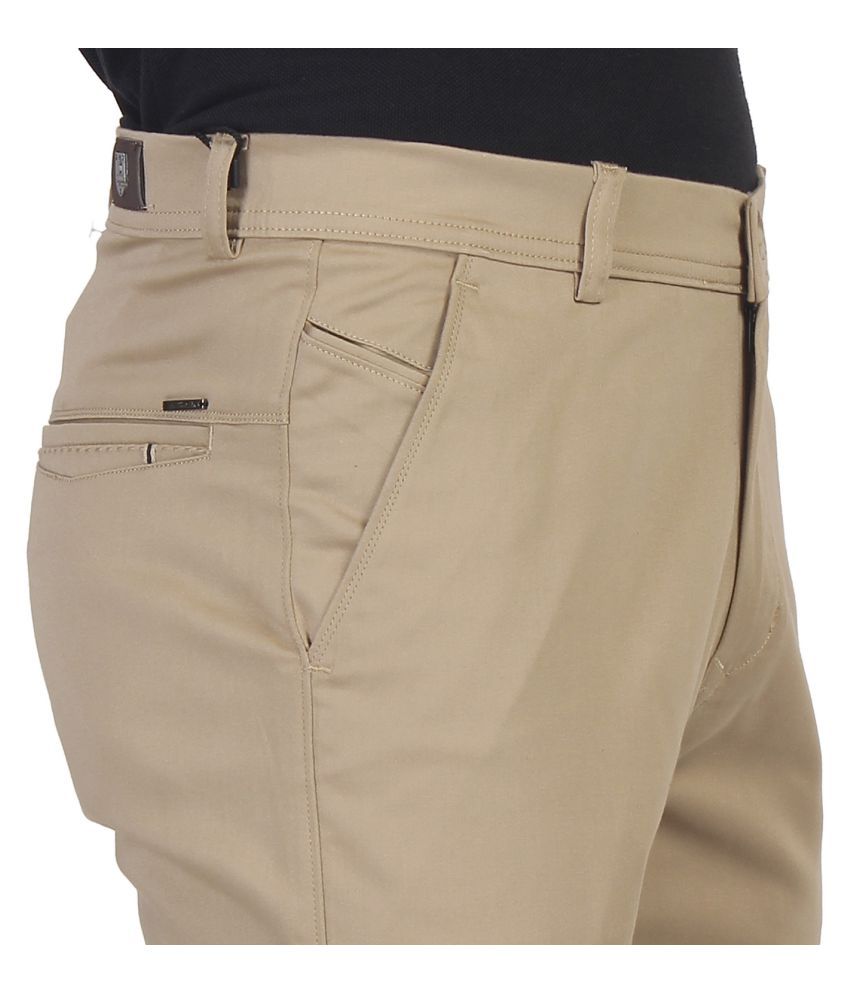 Buy Fluidic Khaki Regular -Fit Flat 