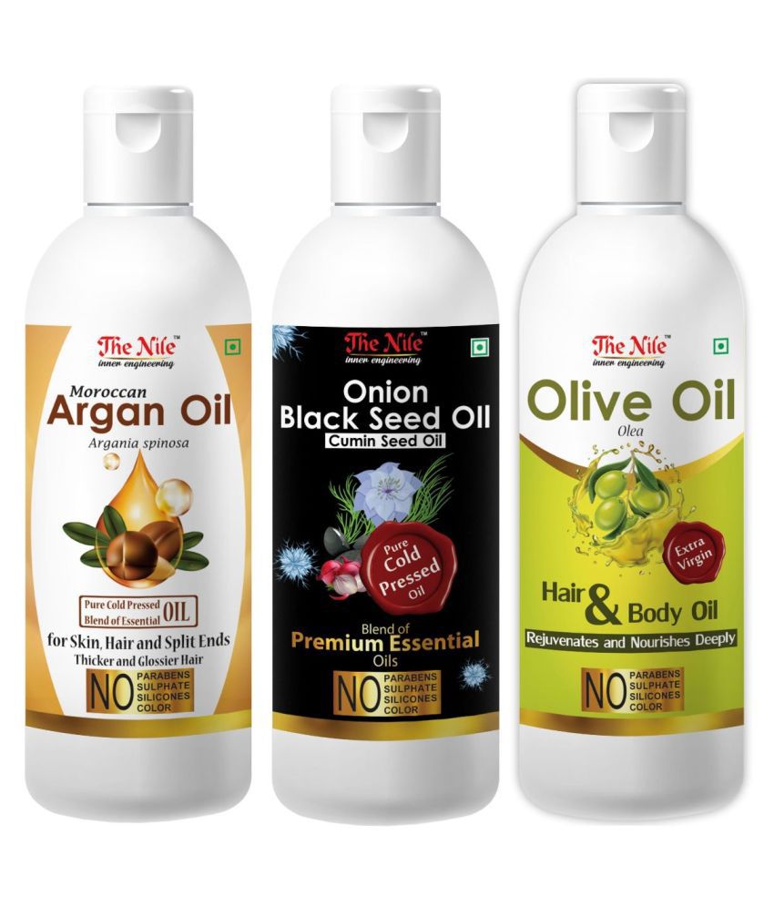     			The Nile Argan Oil 100 Ml + Black Seed 100 ML + Olive Oil 100 ML 300 mL Pack of 3