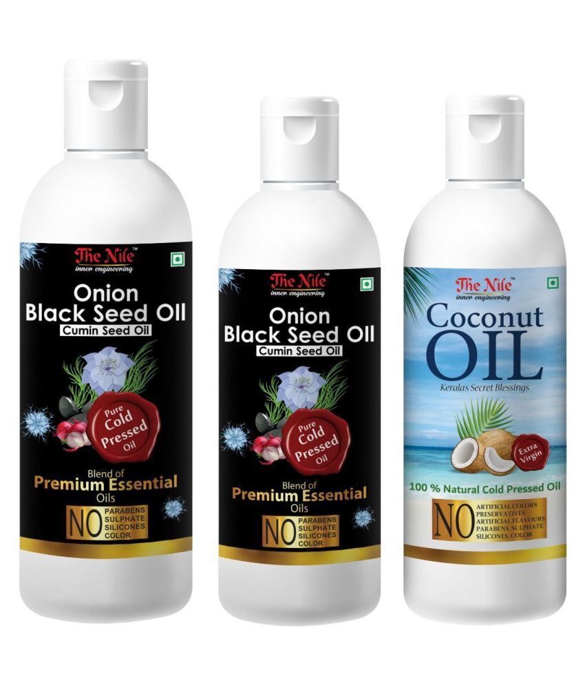     			The Nile Black Seed 150 ML + Black Seed 100 ML + Coconut Oil 100 Ml 350 mL Pack of 3