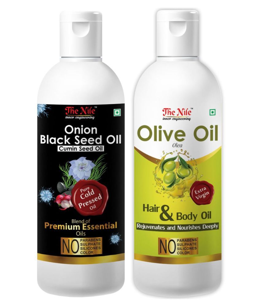     			The Nile Black Seed 150 ML + Olive Oil 200 ML Hair Oil 350 mL Pack of 2