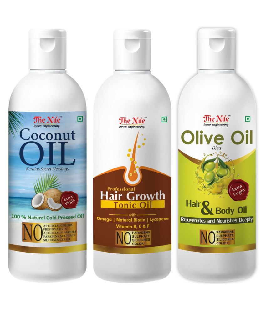     			The Nile Coconut Oil 100 ML + Hair Tonic 100 Ml + Olive Oil 100 ML 300 mL Pack of 3