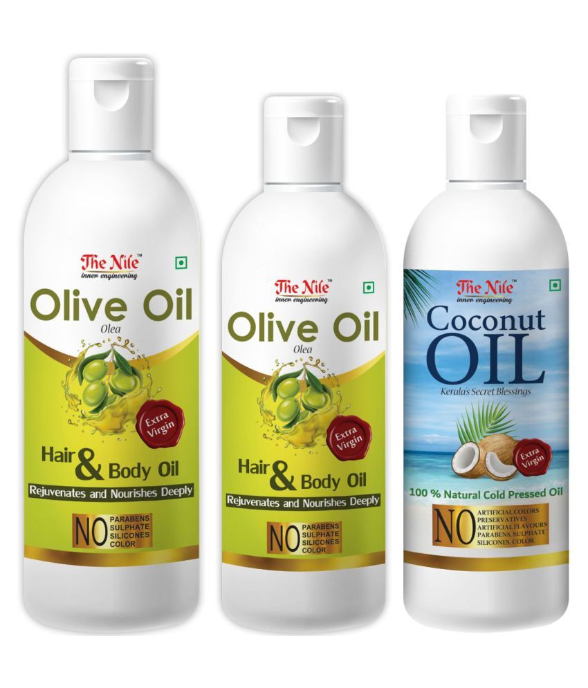     			The Nile Olive Oil 150 ML +  Olive Oil 100 ML +  Coconut Oil 100 Ml 350 mL Pack of 3