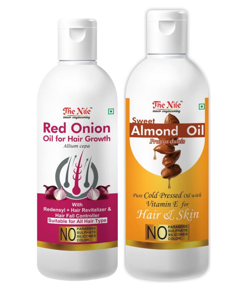     			The Nile Red Onion Oil 100 ML +  Almond 150 ML Hair & Skin Care 350 mL Pack of 2