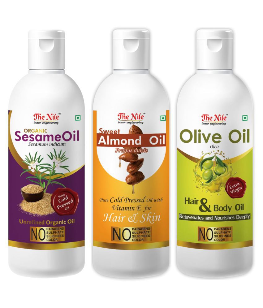     			The Nile Sesame Oil 100 Ml + Almond Oil 100 ML + Olive Oil 100 ML 300 mL Pack of 3