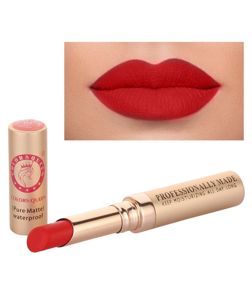     			Colors Queen Beauty Lips Non Transfer Pure Matte Lipstick (Red Orange) (4g)