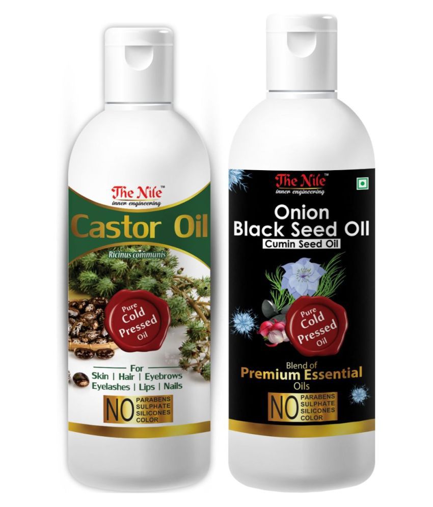     			The Nile Castor Oil 100 ML + Onion Black Seed 150 ML  Hair Growth Oil 350 mL Pack of 2
