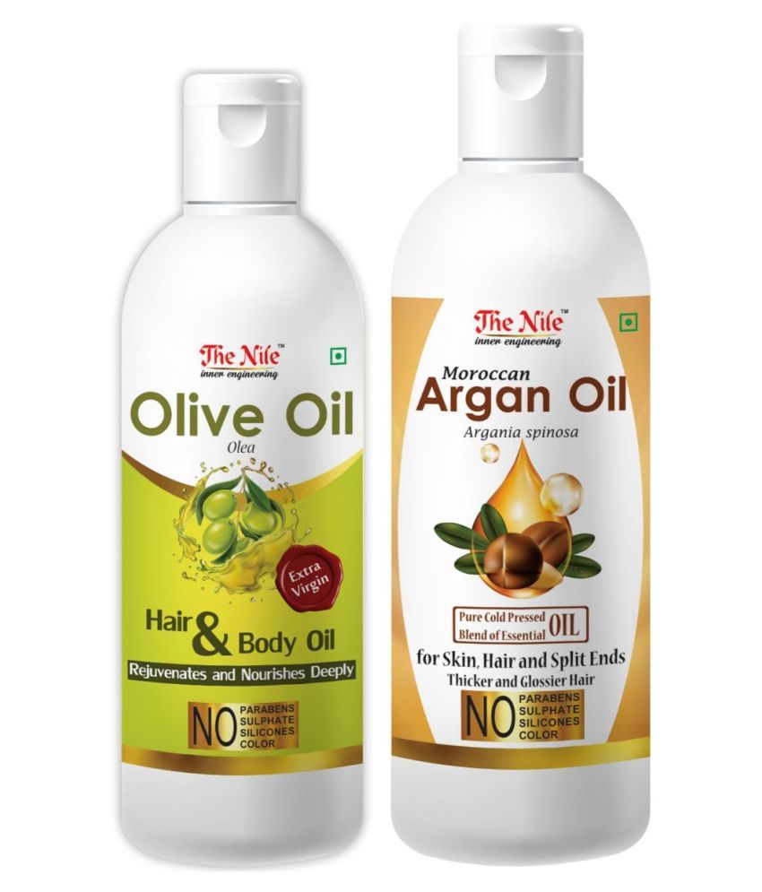     			The Nile Olive Oil 100 ML + Moroccan Argan Oil 200 ML  Hair Oils 300 mL Pack of 2