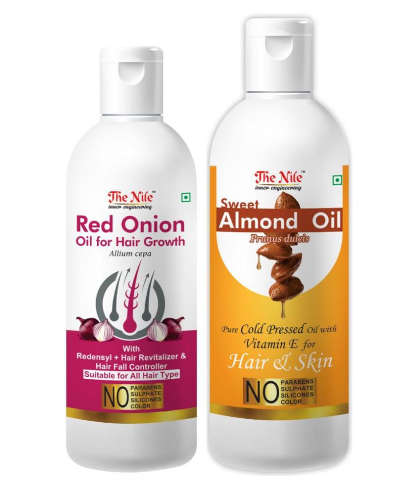     			The Nile Red Onion Oil 100 ML + Sweet Almond 200 ML  Hair Oils 300 mL Pack of 2
