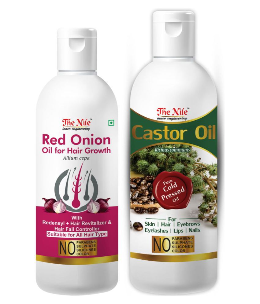     			The Nile Red Onion Oil 100 ML + Castor Oil 200 ML Hair Oils 300 mL Pack of 2