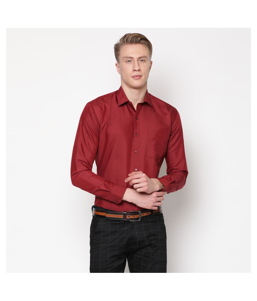 V2 Cotton Blend Maroon Solids Formal Shirt - Buy V2 Cotton Blend Maroon ... image.