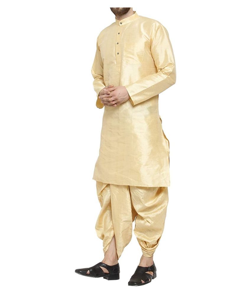 LOGASS Light Grey Silk Dhoti Kurta Set 