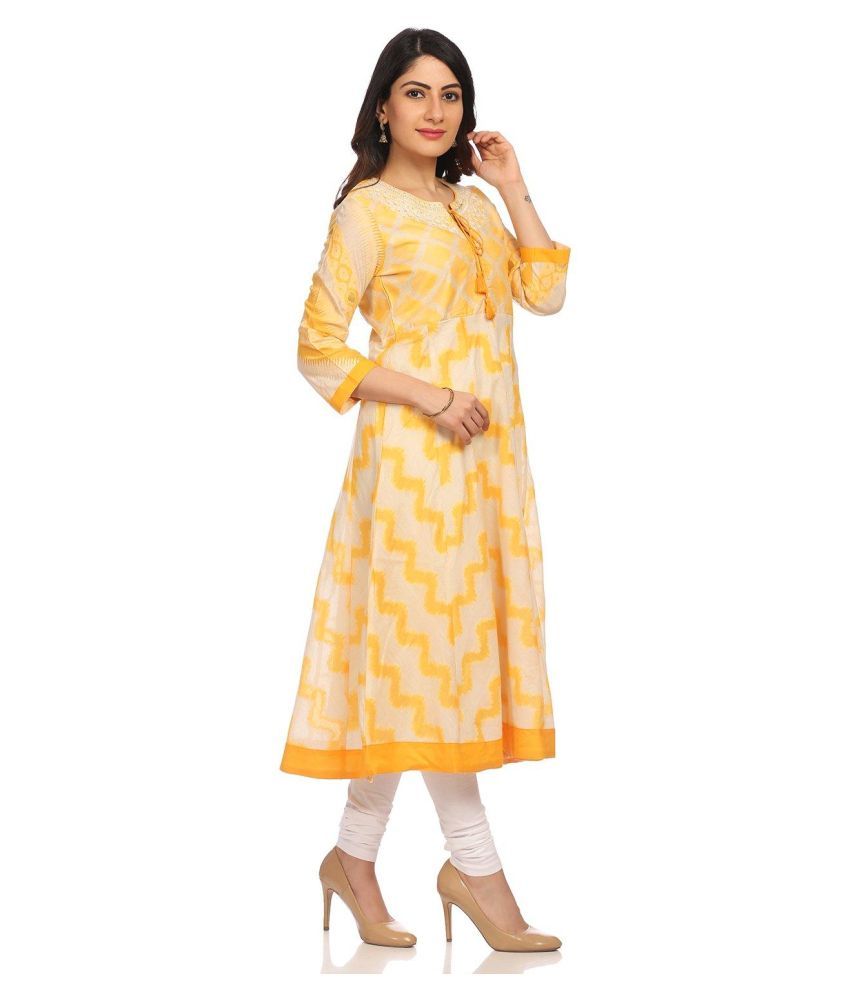 yellow colour anarkali kurti