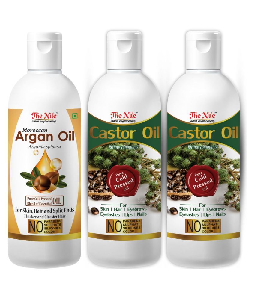     			The Nile Castor Oil 100 ML  X 2 + Moroccan Argan Oil 100 ML 300 mL Pack of 3
